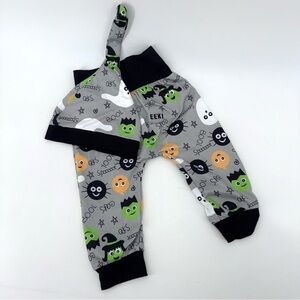 Halloween Baby Pants with Hat Pumpkins Spiders Frankenstein